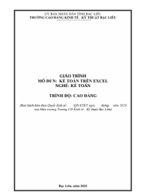 Image of MÔ ĐUN:  KẾ TOÁN TRÊN EXCEL